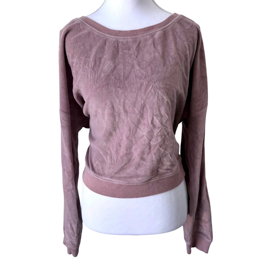 Aeropostale Mauve Cropped Pullover Sweatshirt Soft Terry Knit Large